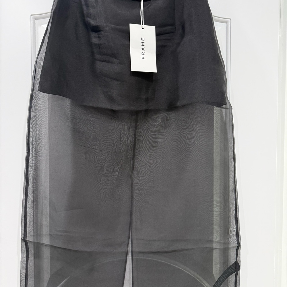 NWT. Frame Silk Organza Skirt. Black.